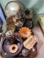 2 TRAYS PLATED & METAL ITEMS