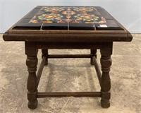 Vintage Wood Marble Top Side Table