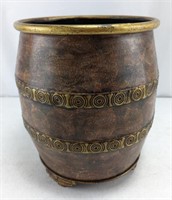 Vintage Wood-like Brown Vase w/Gold Accent