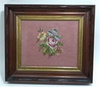 Antique Vintage Needlepoint In Nice Shadow Frame