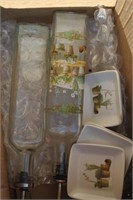 box of olive oil items and dishes