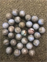 ? 25mm grey and blue swirl marbles
