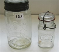 2 Crown Sealers/Fruit Jars -small is 5 inches high