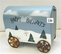 Wooden  Christmas Card Mail Box on Wheels