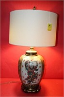 Antique Chinese Converted Lamp w/ Samurai
