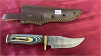 DEMASCUS STEEL KNIFE & SHEATH, 4.25" BLADE