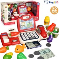 WF334  PayUSD Toy Cash Register with Scanner - Red