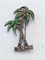 Sterling Marked Palm Tree Brooch TW: 7.9g