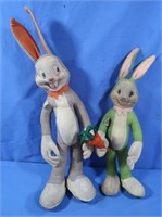 2 Vintage Felt Bugs Bunny Dolls