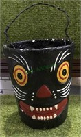 Halloween black cat candy bucket, papermache, 5
