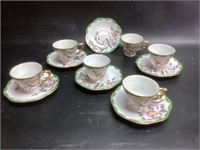 Cups and Saucers with Birds,Set Of 6
