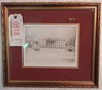 Framed lithograph of “The White House” South