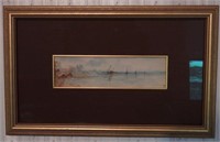 Original framed watercolor landscape 10” x 17"
