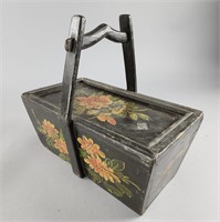 Hand Painted Antique Wooden Box With Slide Lid