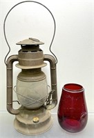Early 1900's Lantern w/Extra Red Globe (Clear