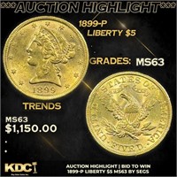 ***Auction Highlight*** 1899-p Gold Liberty Half E