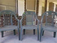 Lot of 3 Outdoor Plastic Chairs