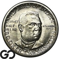 1947-D Booker T Washington Commem 50c, Gem BU+