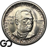 1947-S Booker T Washington Commem 50c, Gem BU+