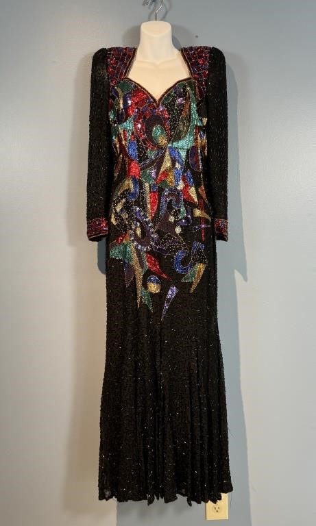 Black Tie Nieman Marcus Sequined Evening Dress