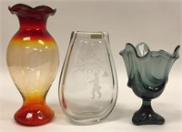 Vintage Viking Vase, Amberina Vase, & Magnor Vase