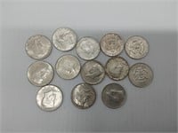 (13) 1964 JFK silver half dollars