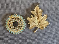 Vintage Trifari Brooches Wreath Style & Leaf