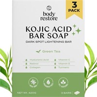 Body Restore Kojic Acid Soap, (Green Tea 3 Pack),