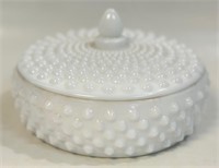 LOVELY 1930'S MILK GLASS HOBNAIL COVERED DISH