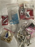 Plastic shoebox with hardware, hooks, & hangers