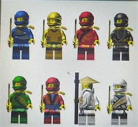 Eight character ninja Lego style building blocks