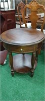 One drawer round lamp table