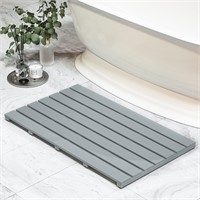 Bamboo Wooden Bath Floor Mat for Luxury Shower - N