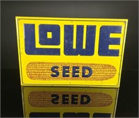 Lowe Seed Corn Embossed Tin Tacker Farm Sign