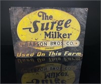 The Surge Milker Babson Bros. Co. Tin Farm Sign