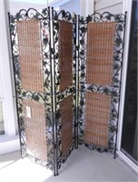 Lot #2060 - Three section folding wicker and wire