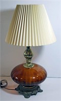 Bulbous Amber Glass Table Lamp