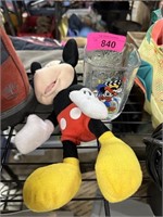 MICKEY MOUSE PLUSH DOLL / COLL'S GLASS