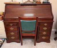 Cherry S-Curved Roll Top Desk 54" x 43" x 26"