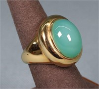 14K Gold Blue Chalcedony Cocktail Ring