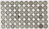 60 U.S. Silver Mercury Dimes 1920's & 30's