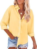 XL  Shirt Long Sleeve V Neck Solid