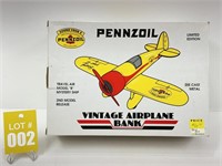 Pennzoil Vintage Airplane Bank
