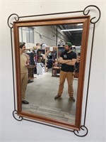 Wood hanging iron frame mirror