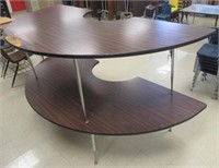 Pair of half round tables with adjustable height