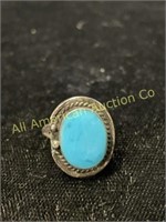 Sterling silver and turquoise ring, size 7