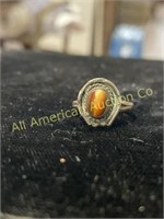 Sterling silver ring with tiger eye setting