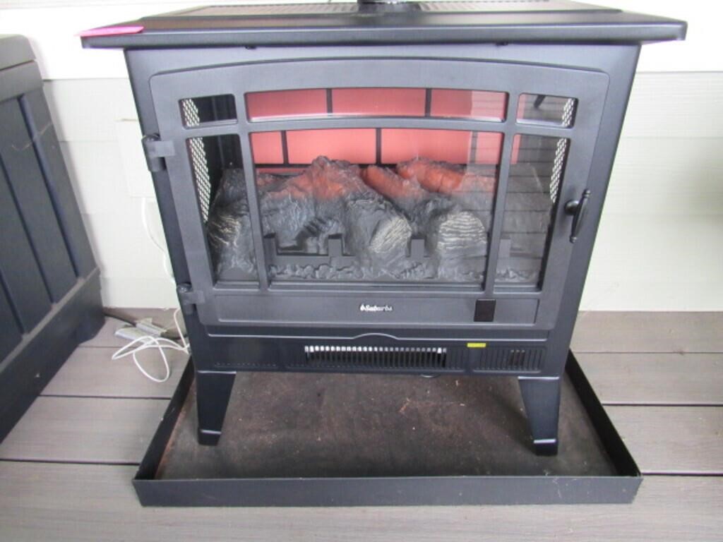 Small Electric Fireplace W/ Cover & Remote