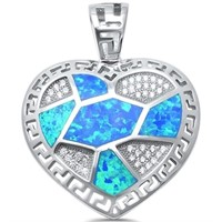 Silver Blue Opal Creation Austrian Crystal Pendant