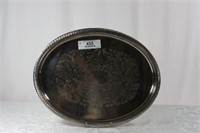 Silver Oval Embossed Serving Tray